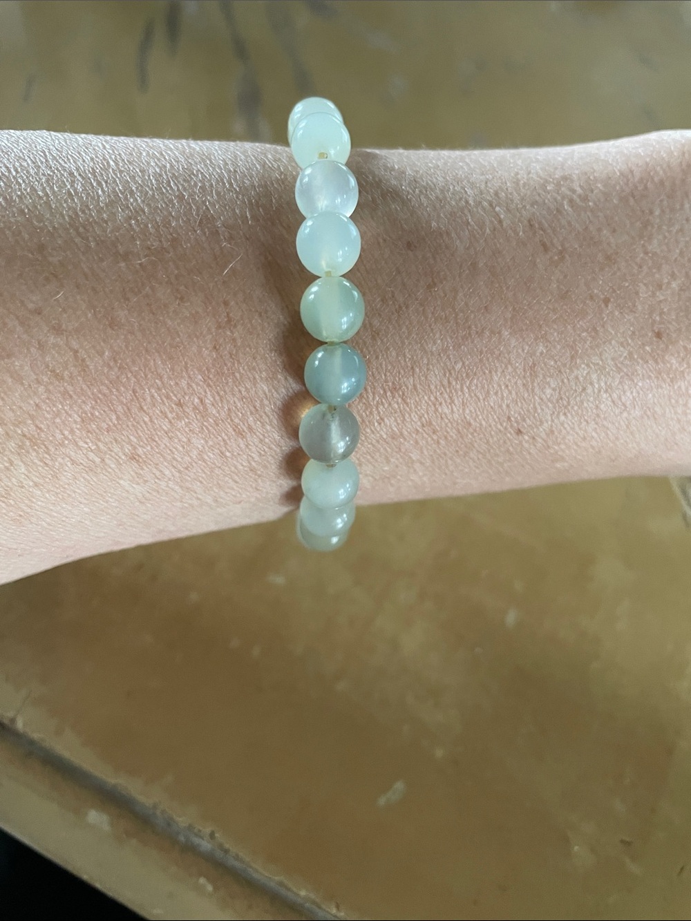 Handmade Pale Green/grey gemstone Beaded Stretch Bracelet